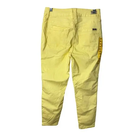 NEW Seven for all Mankind  Sz 8 Yellow Ankle Crop Pants NWT Womens - Picture 2 of 5